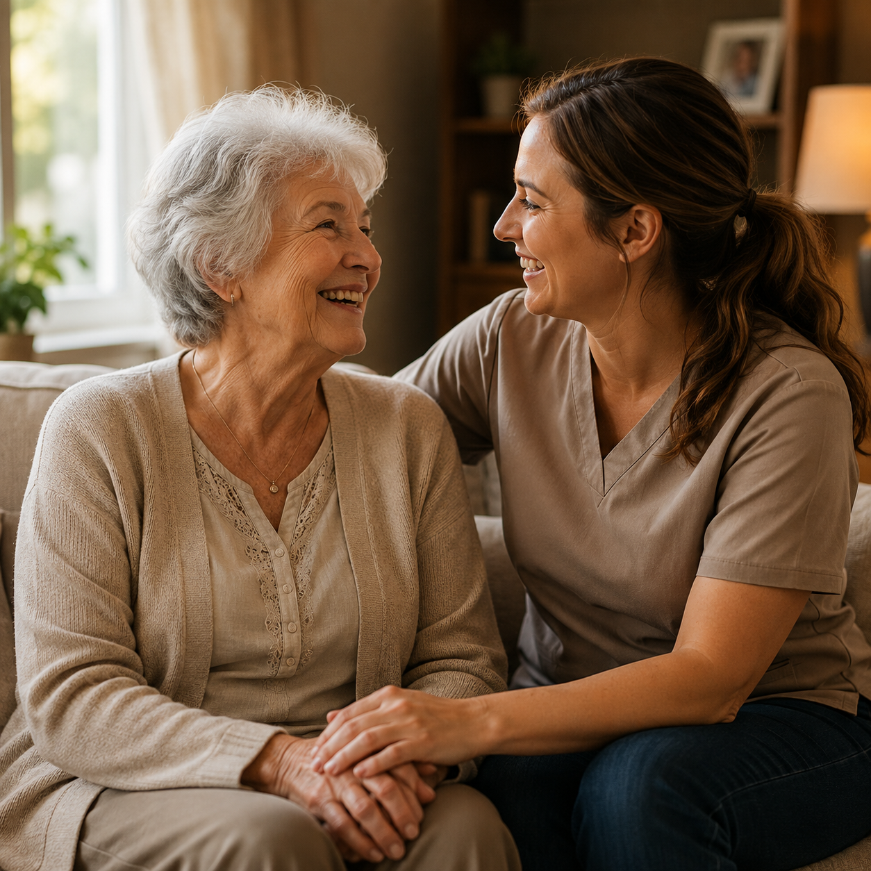 Caregiver spending time with an older adult